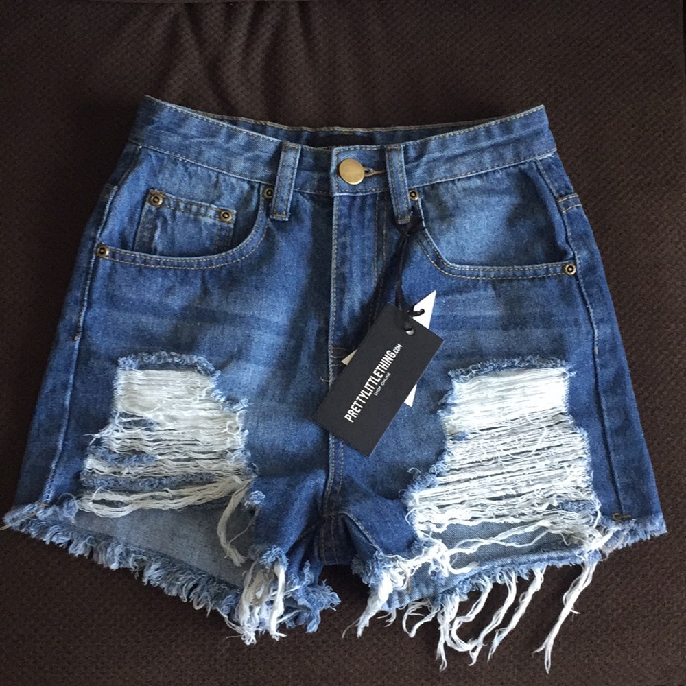 Denim Ripped High Waist Shorts